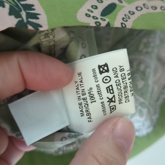 -Otto D'Ame Boxy Fit Boho Paisley Green Women's Top Made In Italy - Picture 6 of 7